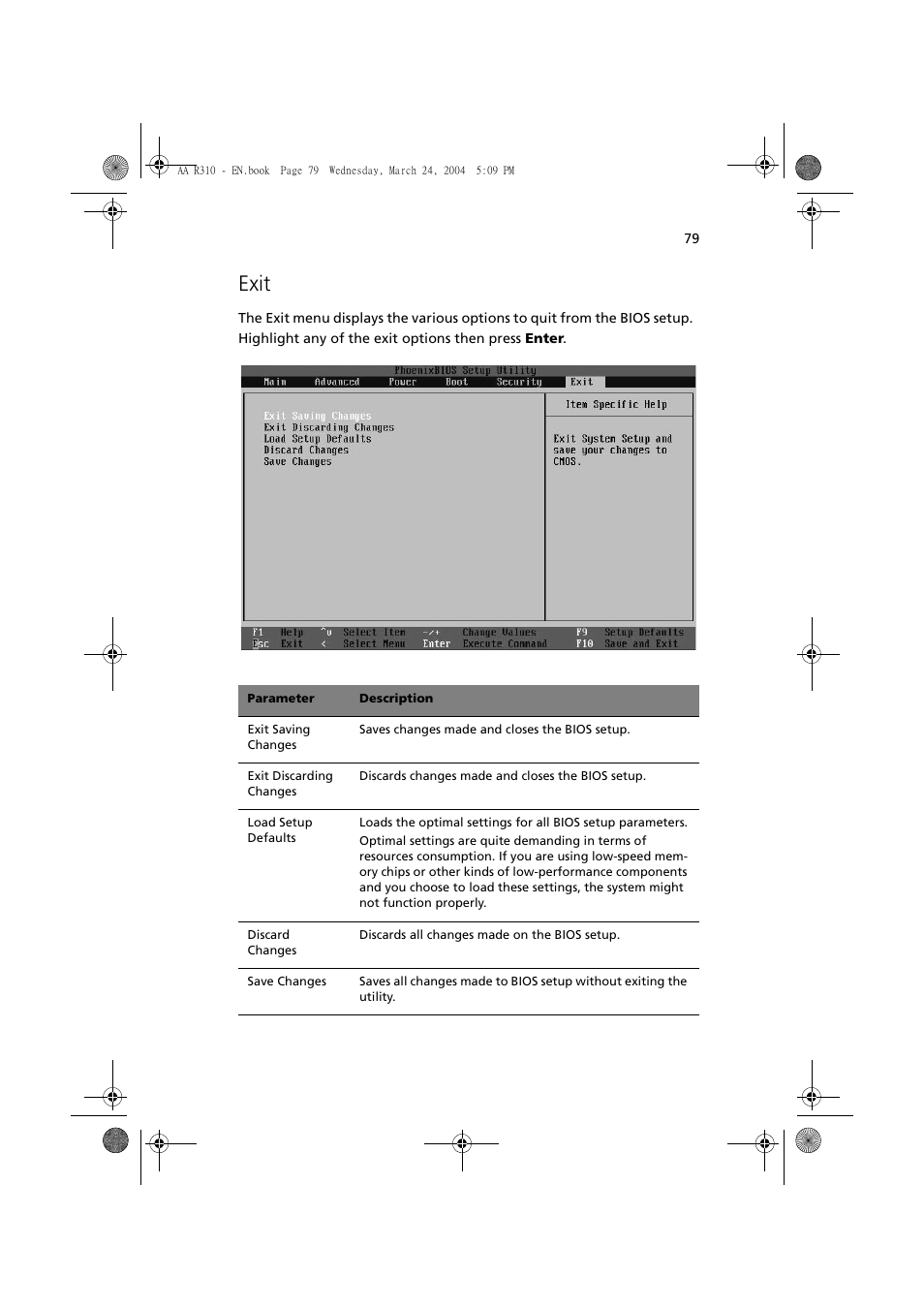 Exit | Acer Altos R310 User Manual | Page 89 / 122