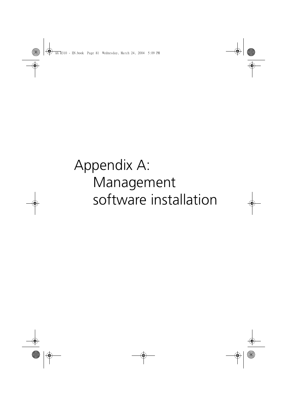 Appendix a: management software installation, Appendix a: management software installation 81 | Acer Altos R310 User Manual | Page 91 / 122