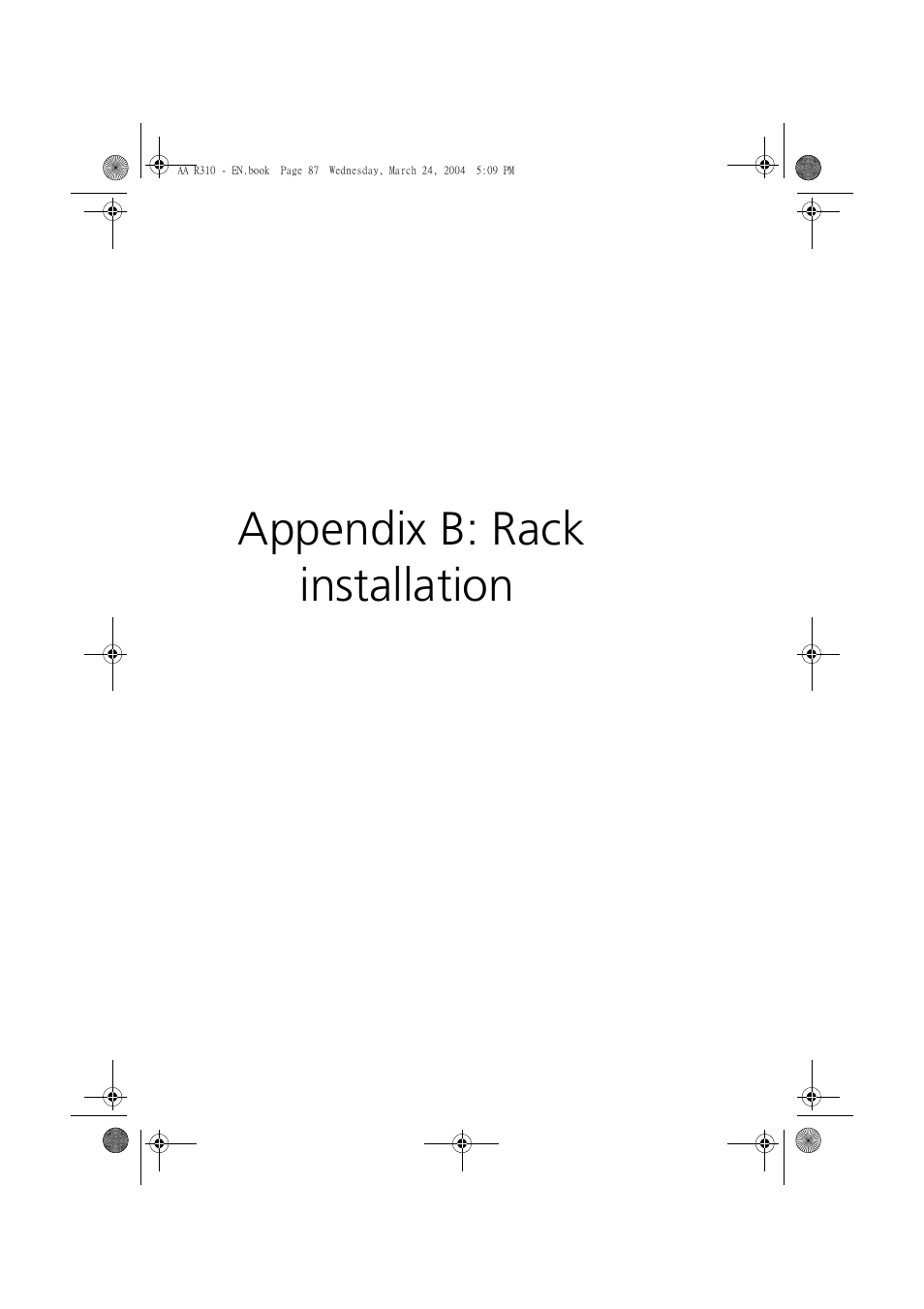 Appendix b: rack installation | Acer Altos R310 User Manual | Page 97 / 122