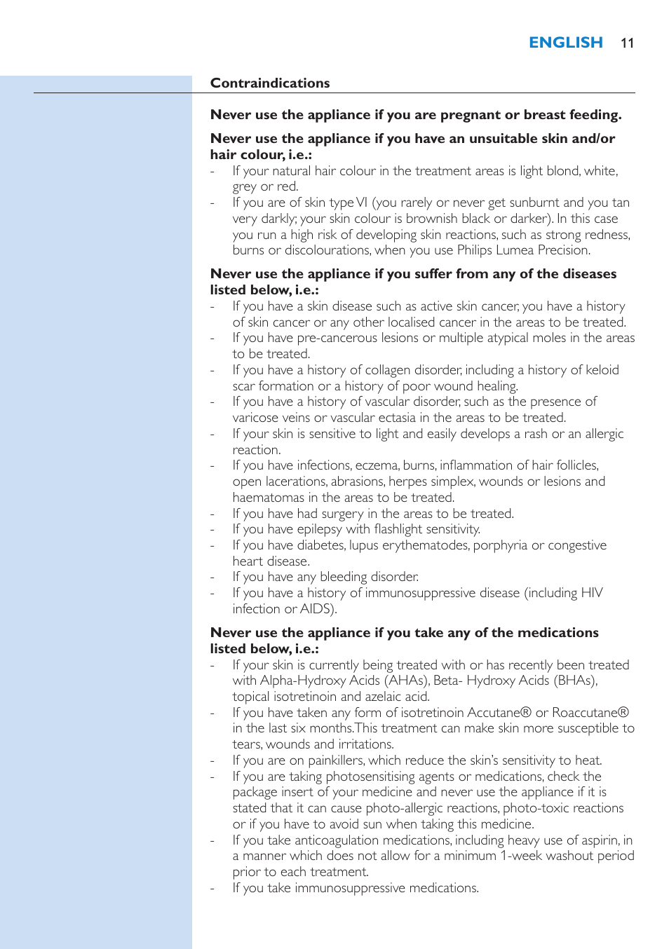 Philips Lumea Precision IPL Haarentfernungssystem User Manual | Page 11 / 110