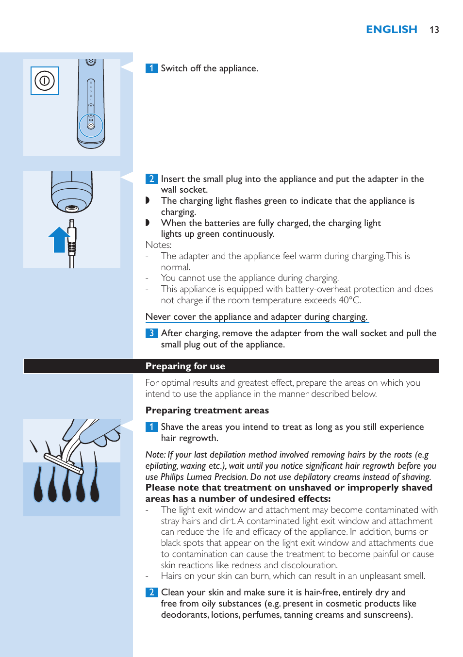 Philips Lumea Precision IPL Haarentfernungssystem User Manual | Page 13 / 110