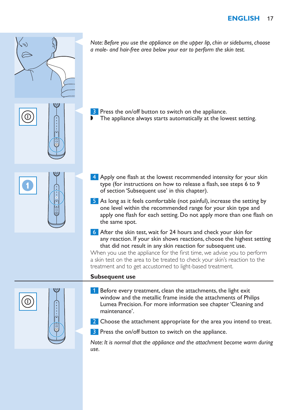 Philips Lumea Precision IPL Haarentfernungssystem User Manual | Page 17 / 110