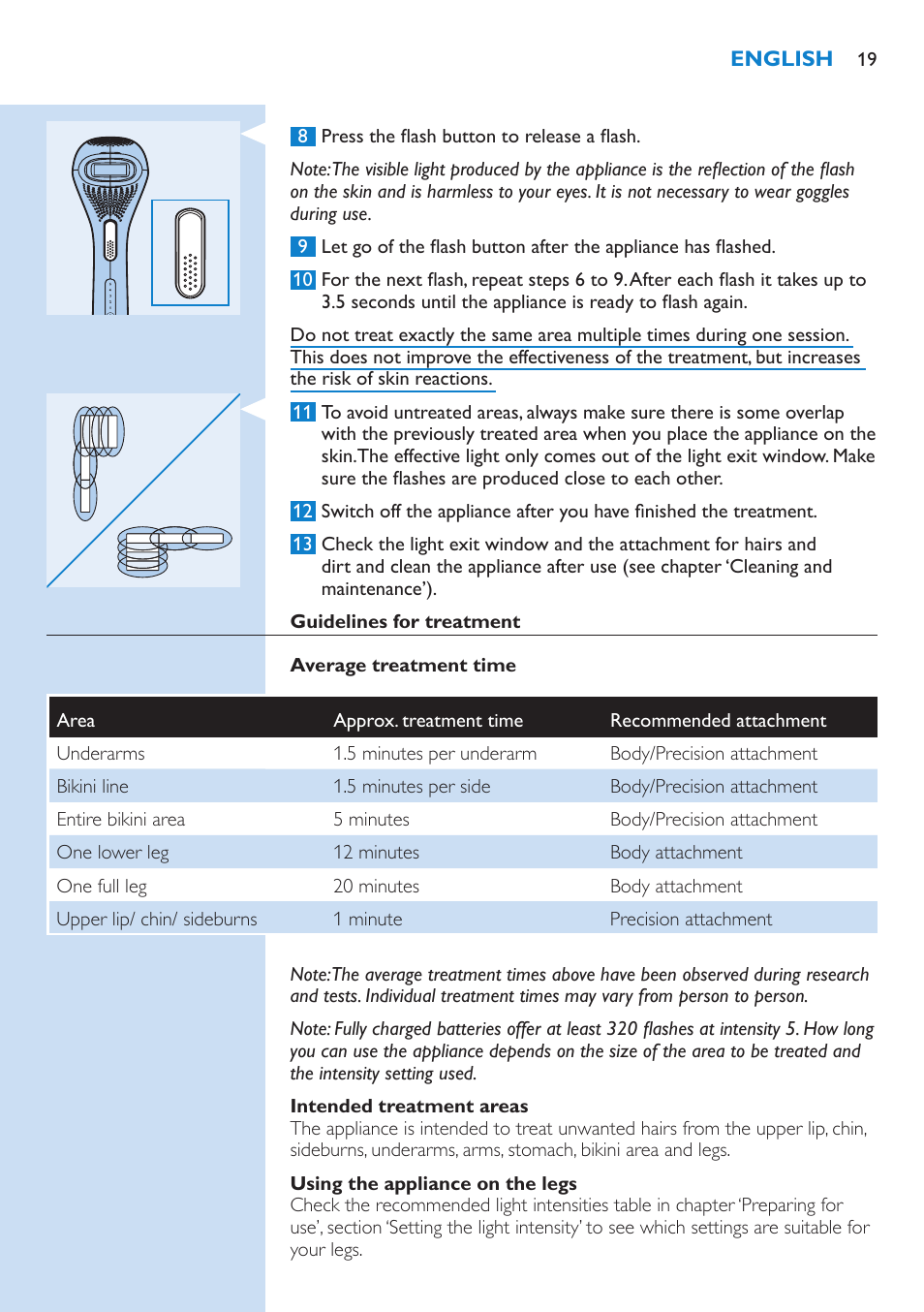 Philips Lumea Precision IPL Haarentfernungssystem User Manual | Page 19 / 110