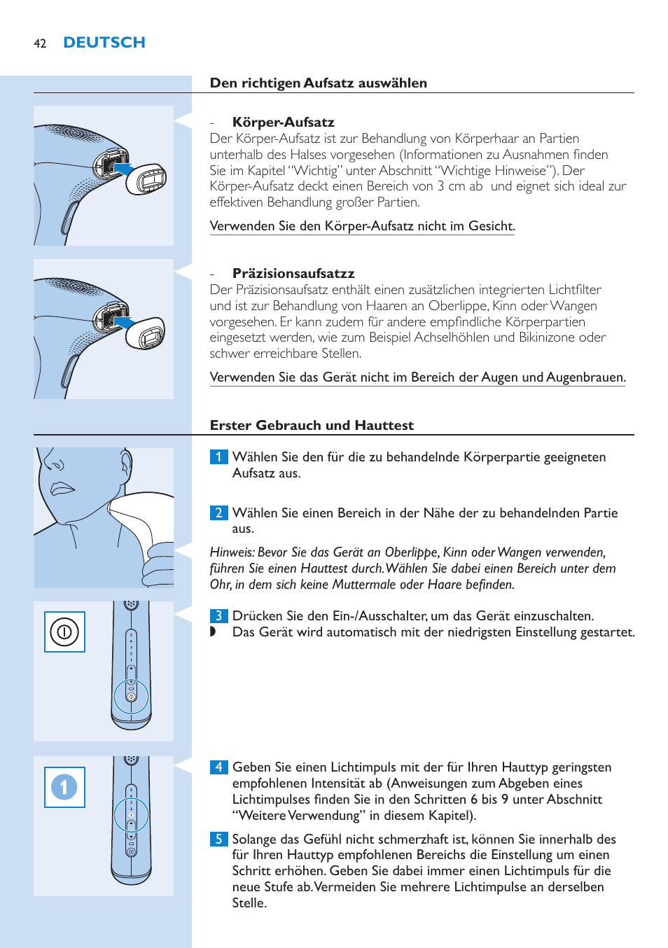 Philips Lumea Precision IPL Haarentfernungssystem User Manual | Page 42 / 110