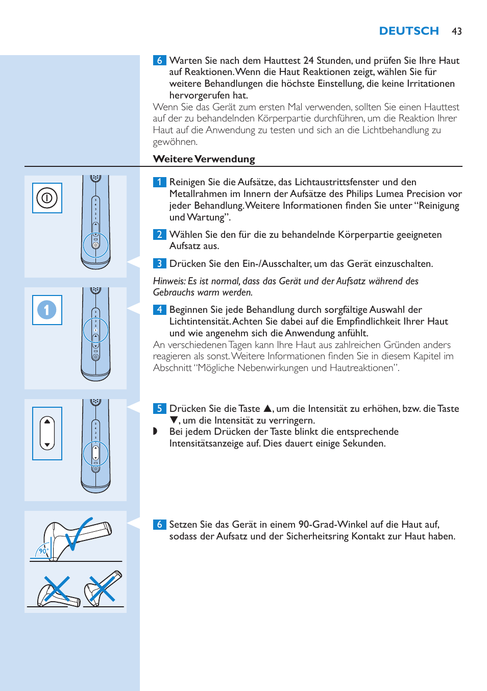 Philips Lumea Precision IPL Haarentfernungssystem User Manual | Page 43 / 110