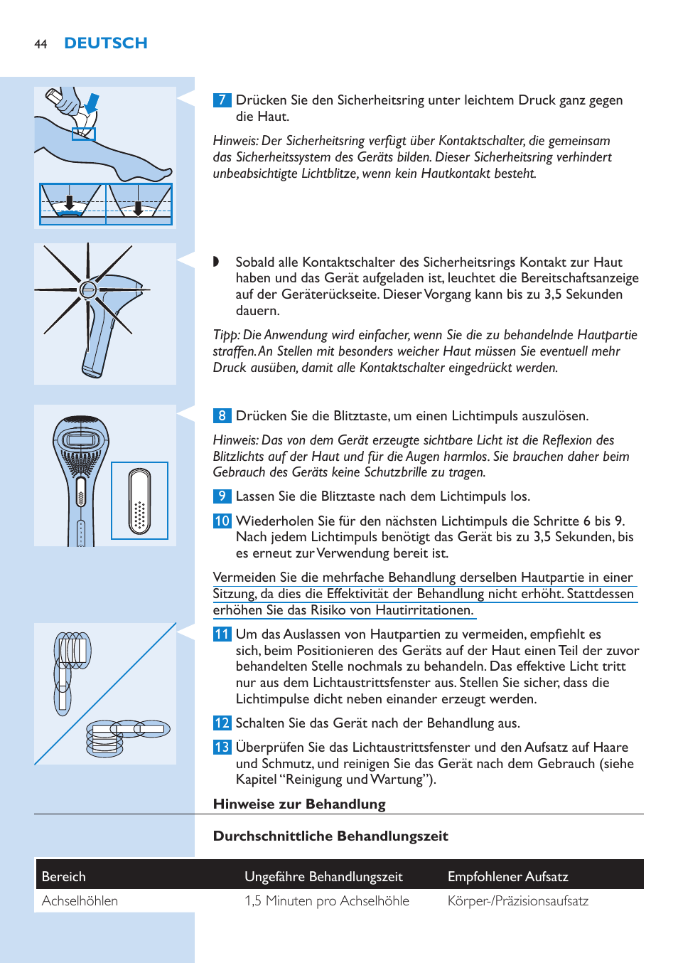 Philips Lumea Precision IPL Haarentfernungssystem User Manual | Page 44 / 110