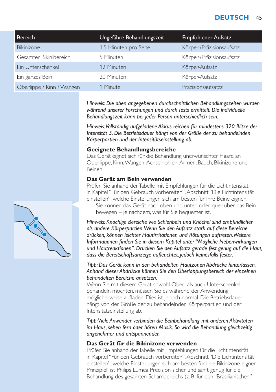 Philips Lumea Precision IPL Haarentfernungssystem User Manual | Page 45 / 110