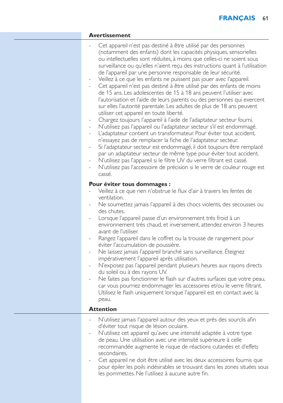 Philips Lumea Precision IPL Haarentfernungssystem User Manual | Page 61 / 110