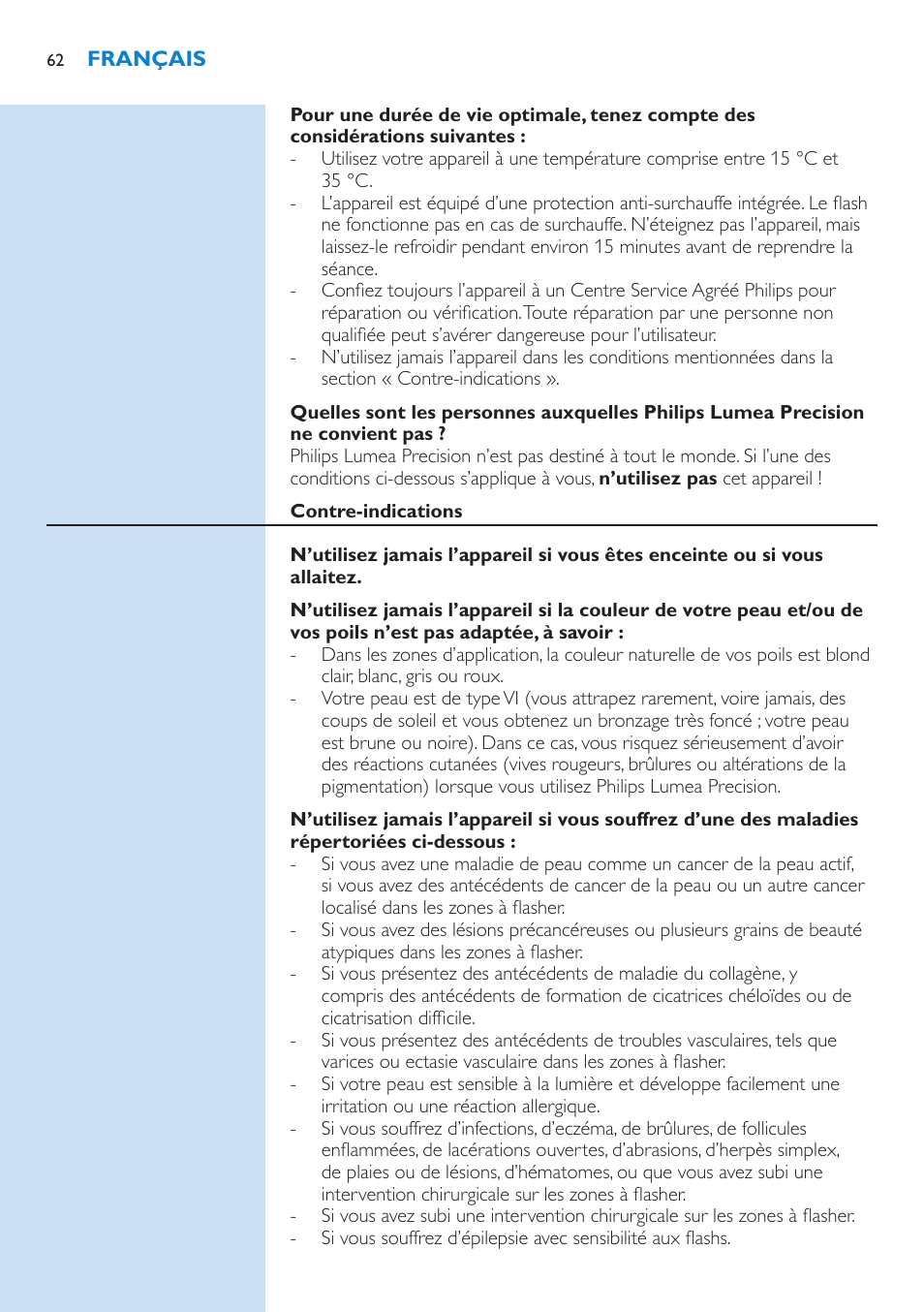 Philips Lumea Precision IPL Haarentfernungssystem User Manual | Page 62 / 110