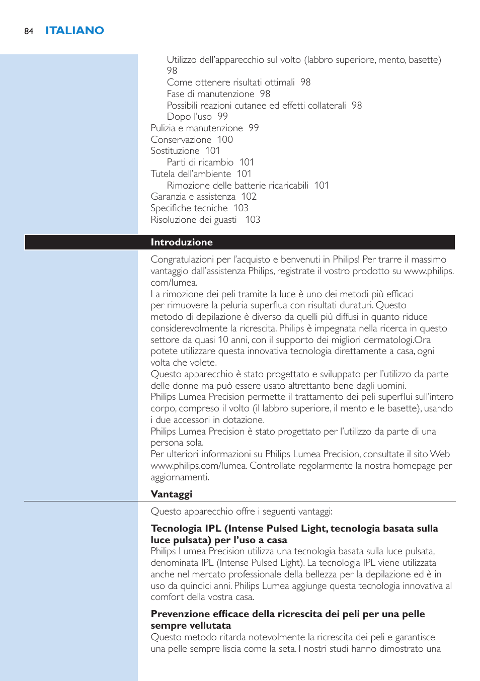 Philips Lumea Precision IPL Haarentfernungssystem User Manual | Page 84 / 110