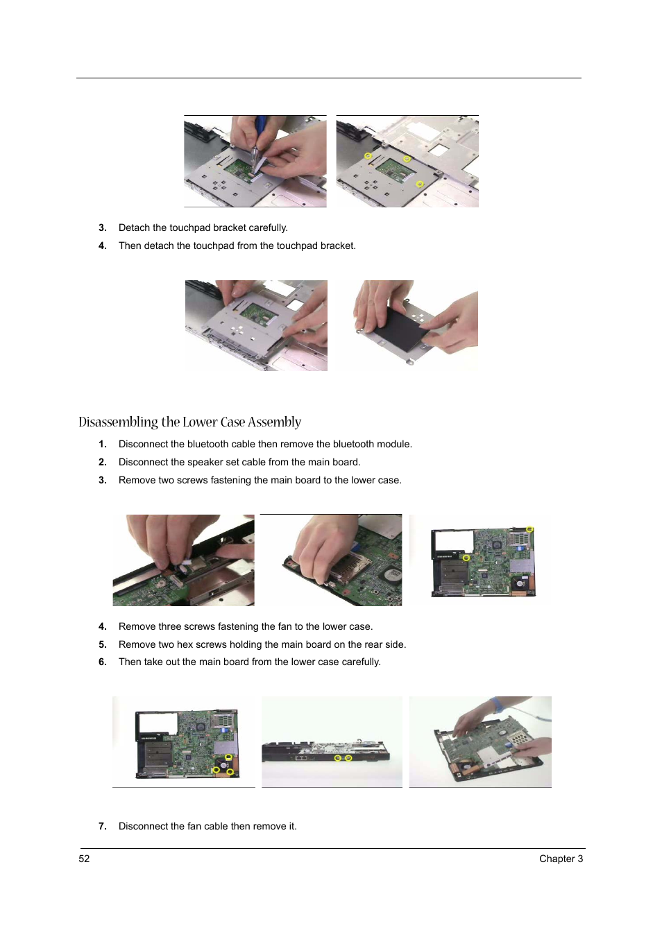 Disassembling the lower case assembly | Acer 3020 User Manual | Page 58 / 95