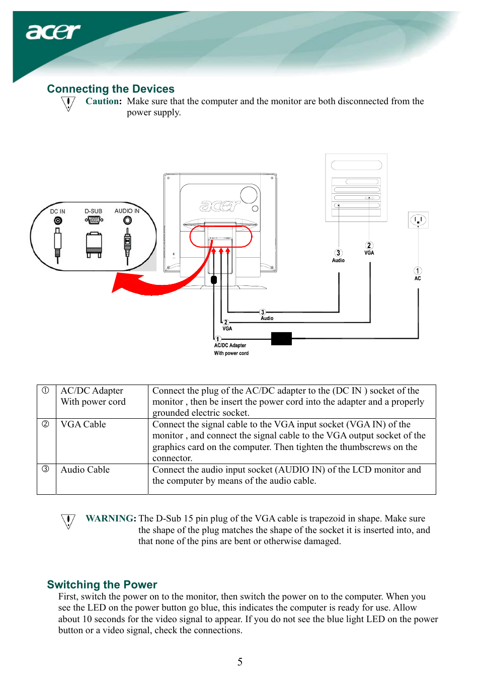 Acer AL2032W User Manual | Page 5 / 10