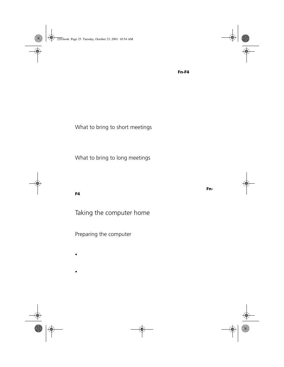 Taking the computer home | Acer 220 Series User Manual | Page 33 / 77