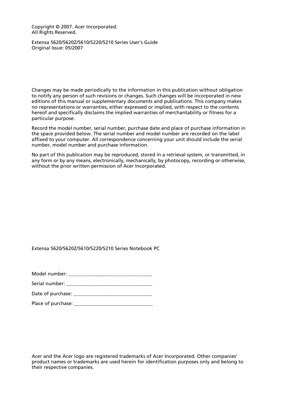 Acer 5610 User Manual | Page 2 / 96