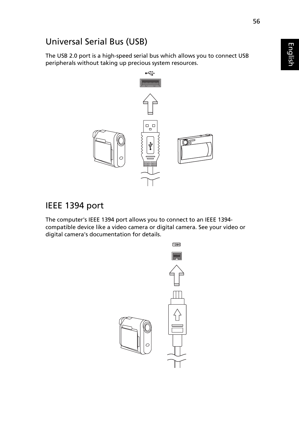 Universal serial bus (usb), Ieee 1394 port | Acer 5610 User Manual | Page 73 / 96
