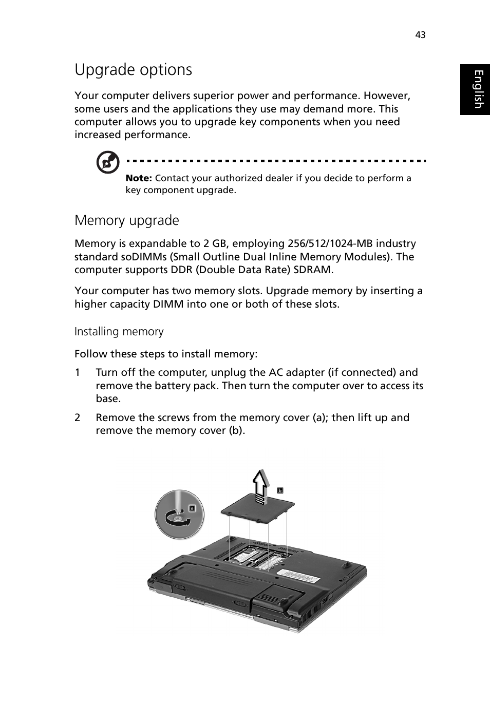 Upgrade options | Acer 380 series User Manual | Page 51 / 88