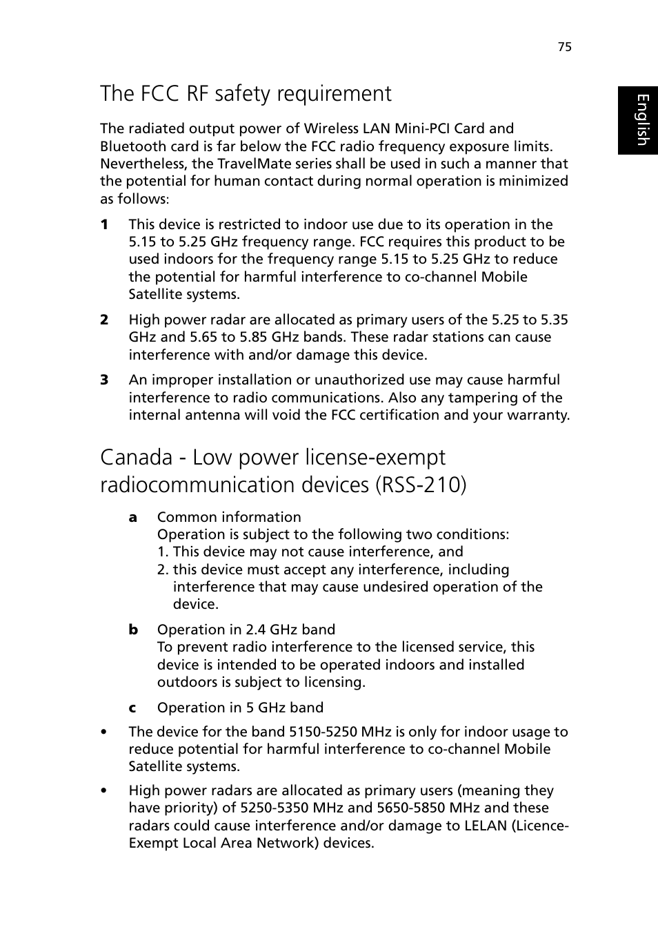 The fcc rf safety requirement | Acer 380 series User Manual | Page 83 / 88