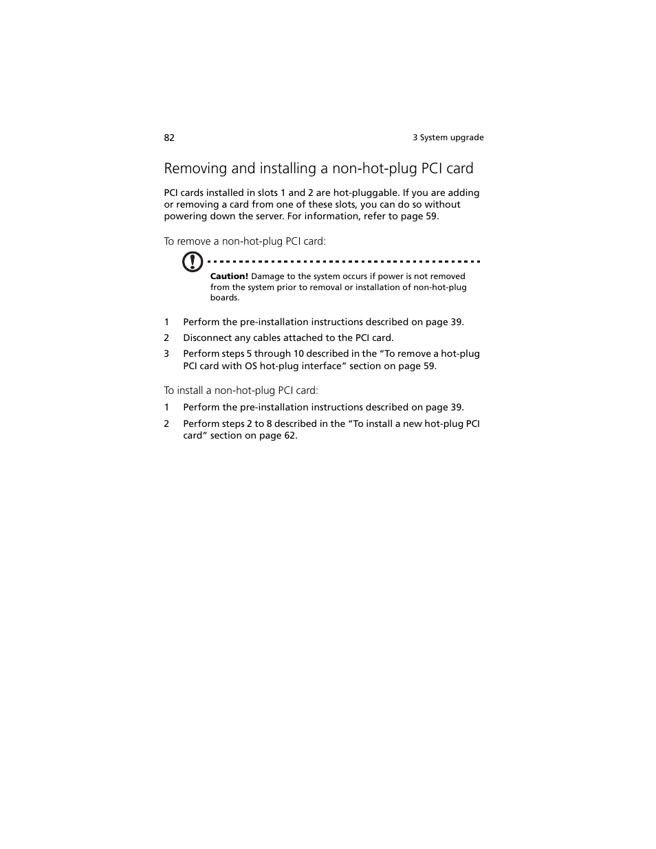 Removing and installing a non-hot-plug pci card | Acer Altos R920 Series User Manual | Page 100 / 206