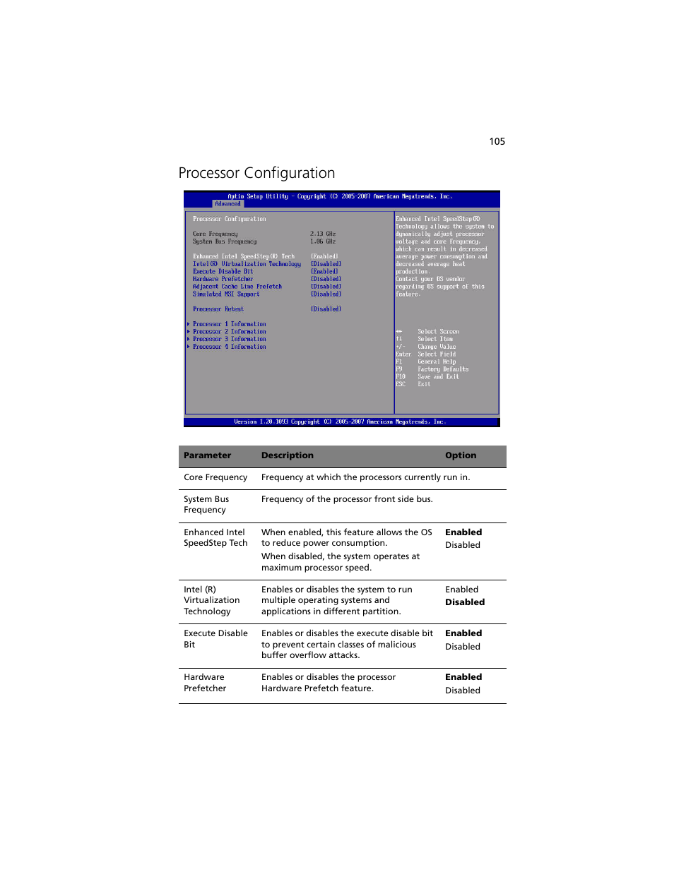Processor configuration | Acer Altos R920 Series User Manual | Page 123 / 206