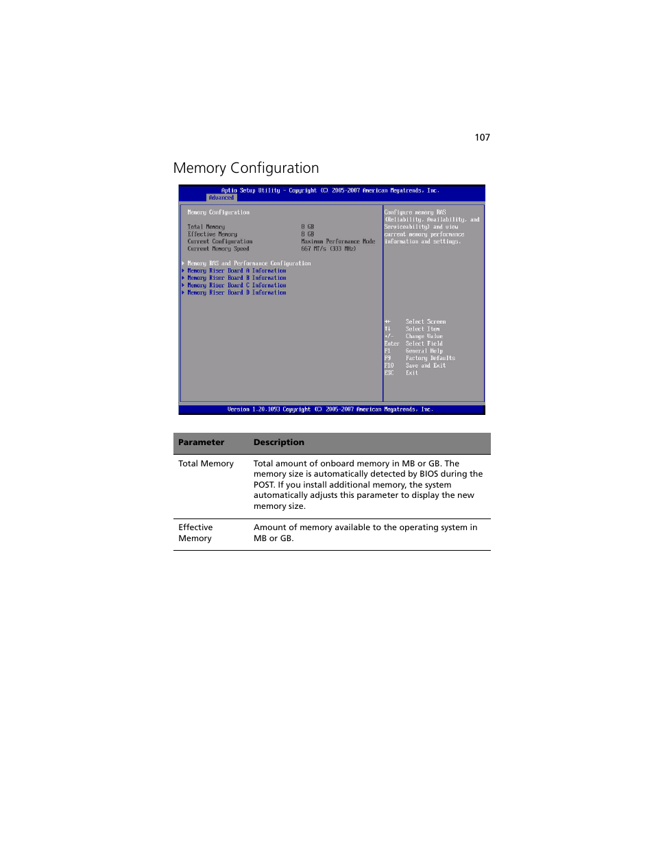 Memory configuration | Acer Altos R920 Series User Manual | Page 125 / 206