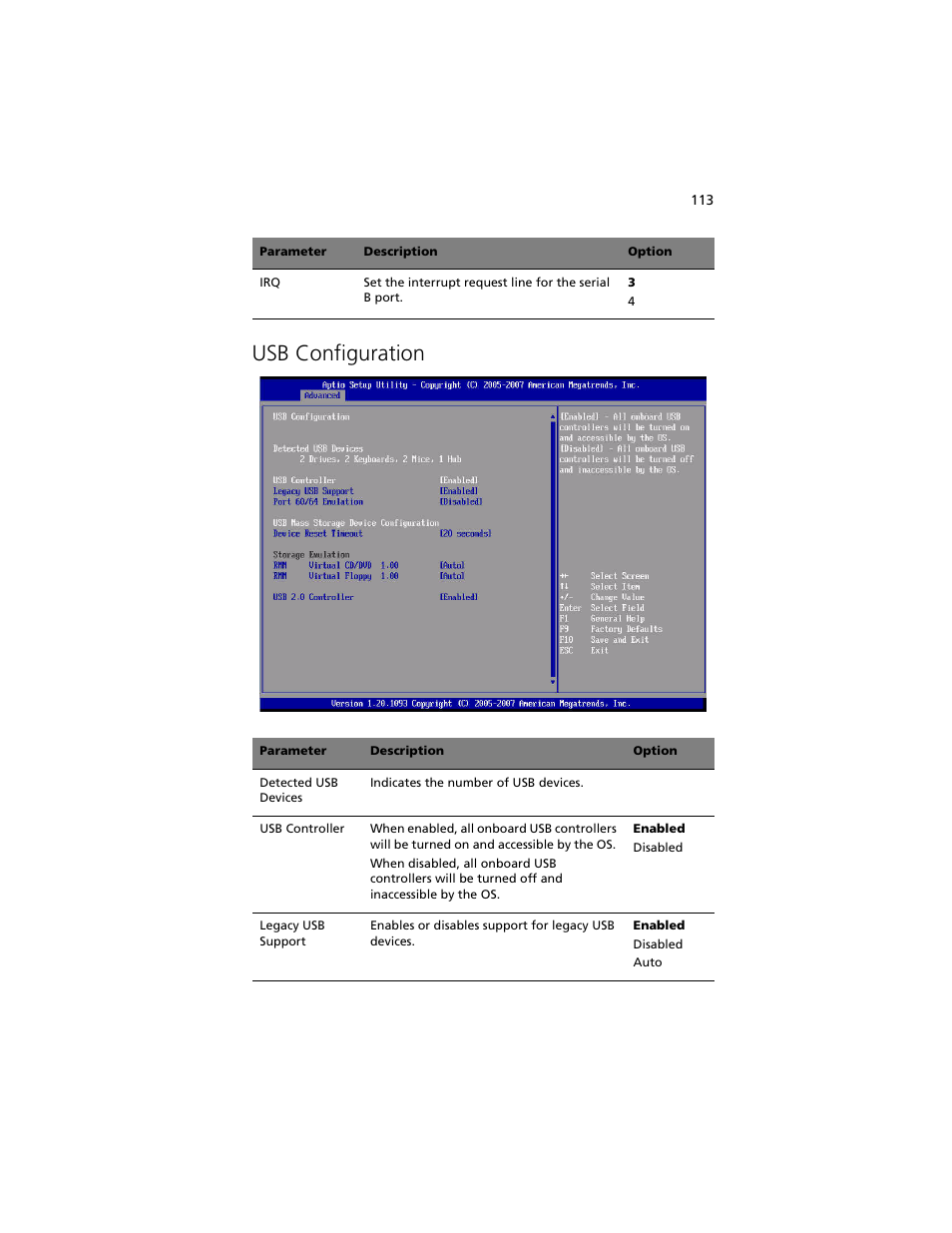 Usb configuration | Acer Altos R920 Series User Manual | Page 131 / 206