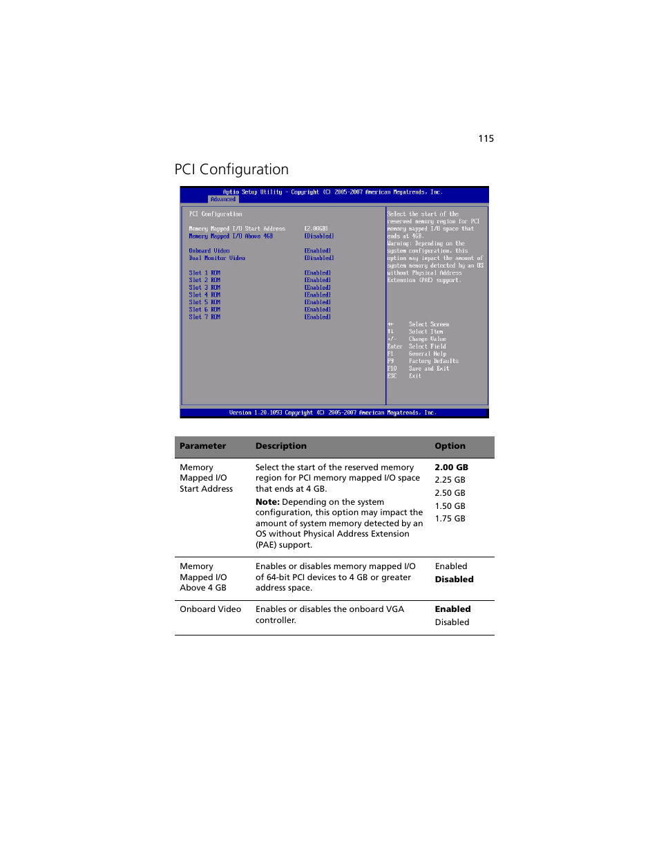 Pci configuration | Acer Altos R920 Series User Manual | Page 133 / 206