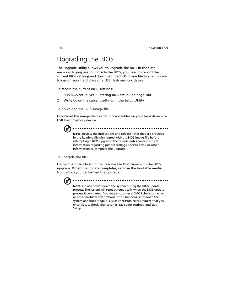 Upgrading the bios | Acer Altos R920 Series User Manual | Page 152 / 206