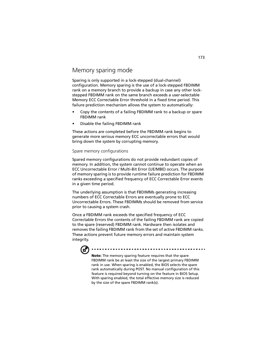 Memory sparing mode | Acer Altos R920 Series User Manual | Page 191 / 206