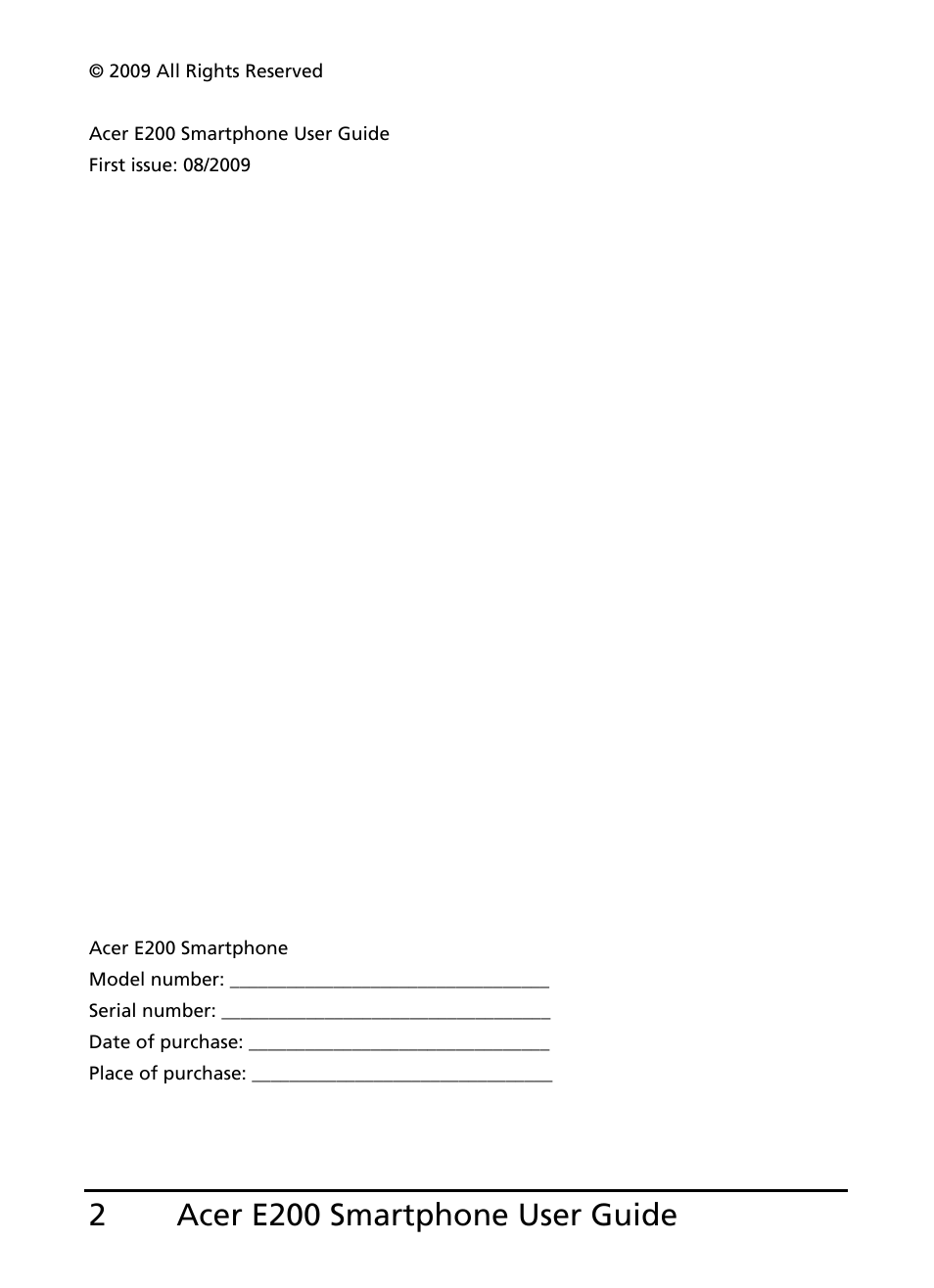 Acer e200 smartphone user guide 2 | Acer E200 User Manual | Page 2 / 90