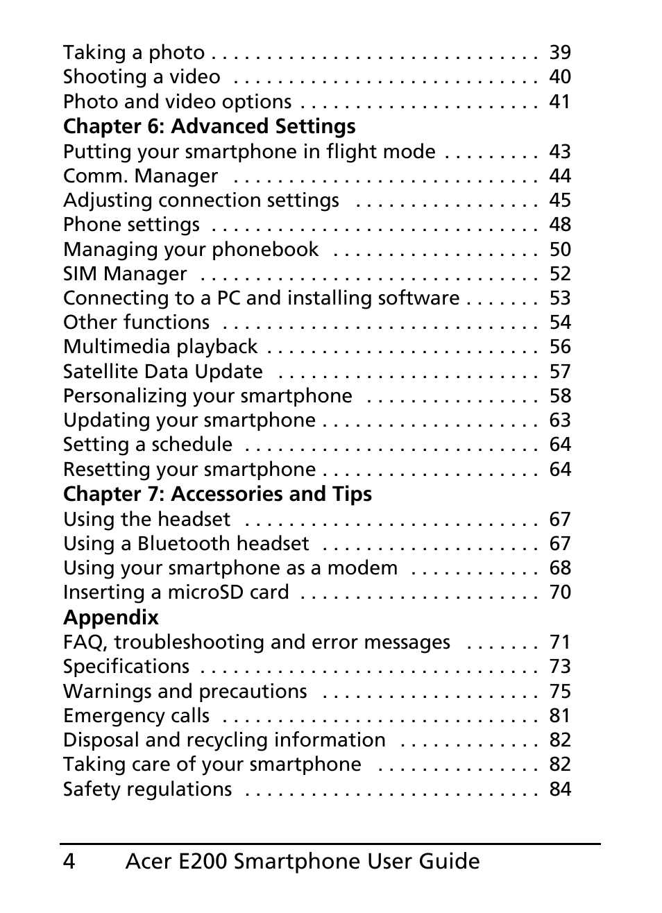 Acer E200 User Manual | Page 4 / 90