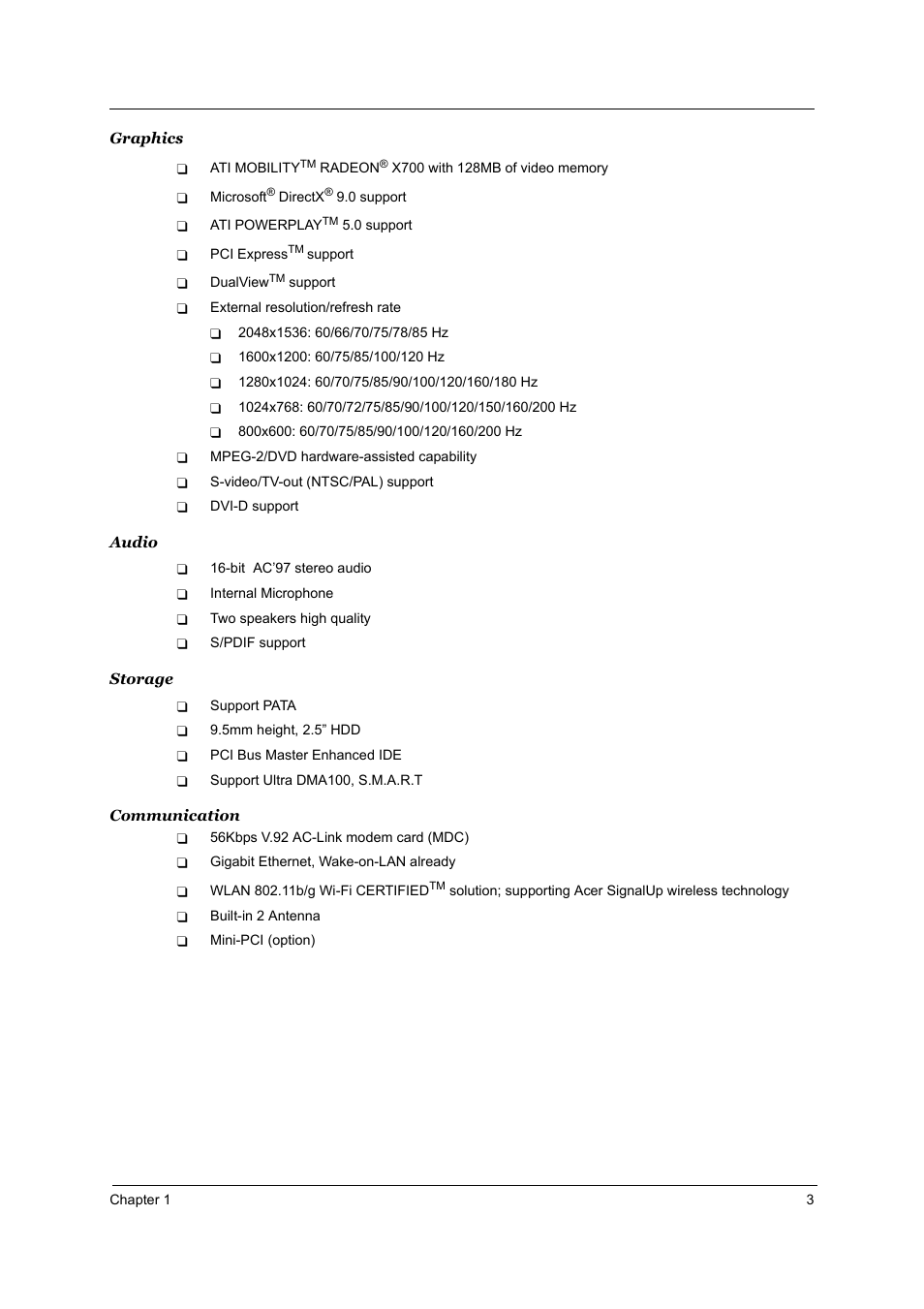 Acer 4000 User Manual | Page 10 / 125