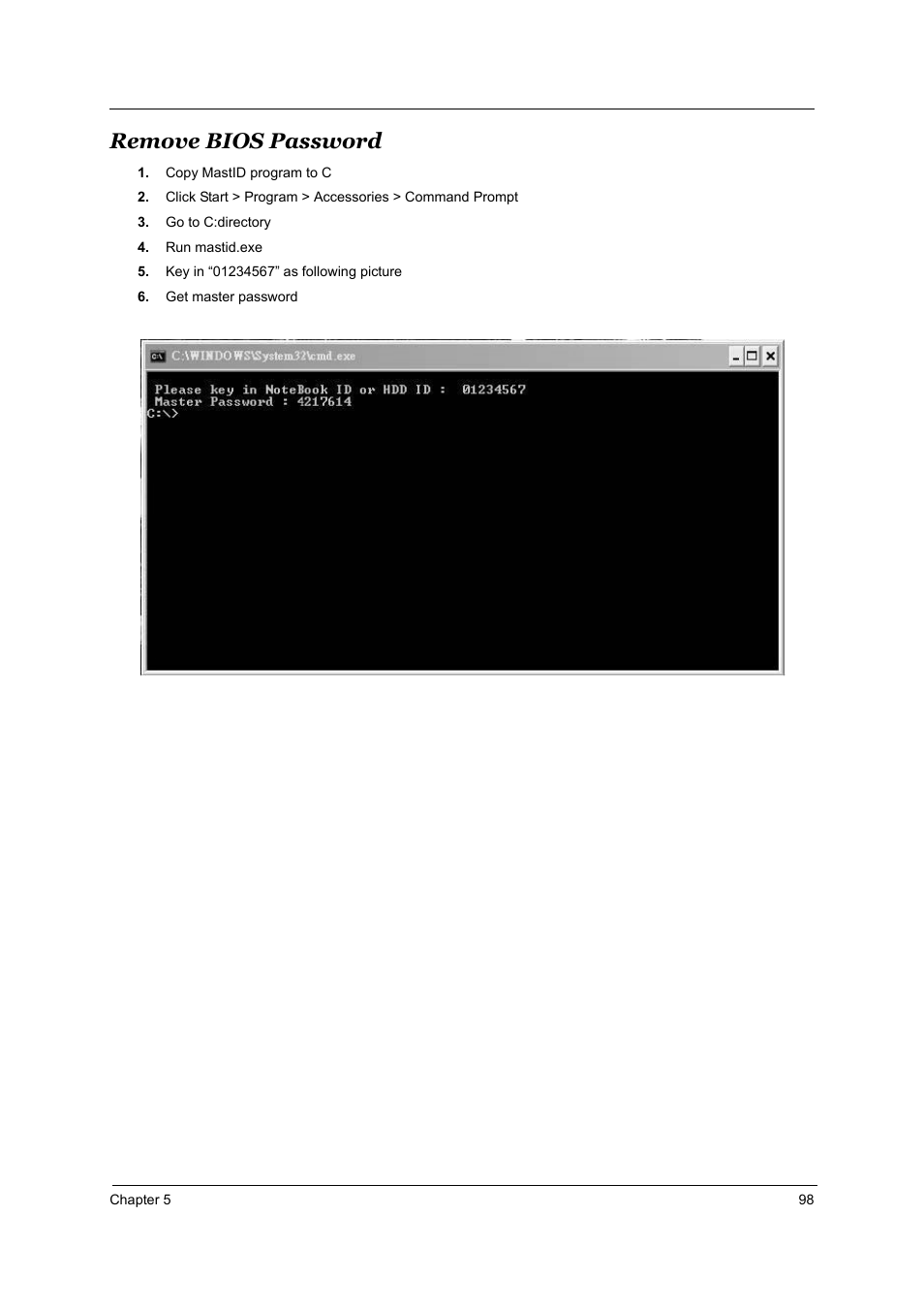 Remove bios password | Acer 4000 User Manual | Page 105 / 125