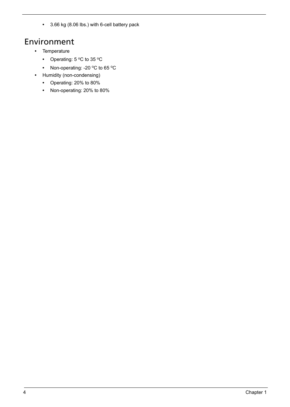 Environment | Acer 5620 User Manual | Page 14 / 116