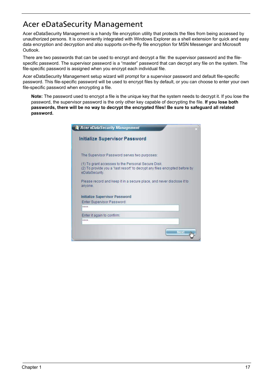 Acer edatasecurity management | Acer 5620 User Manual | Page 27 / 116
