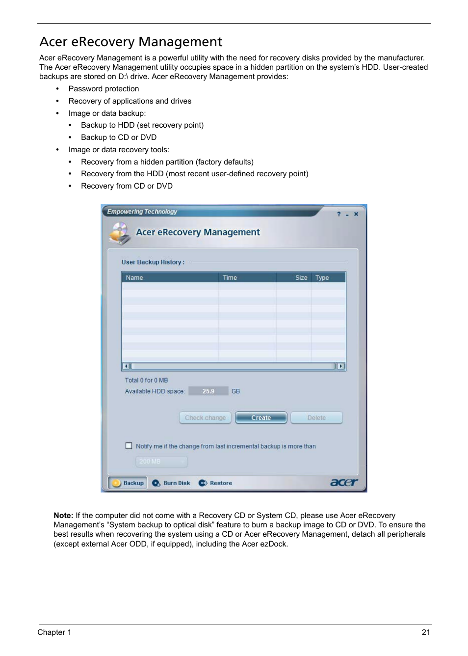 Acer erecovery management | Acer 5620 User Manual | Page 31 / 116