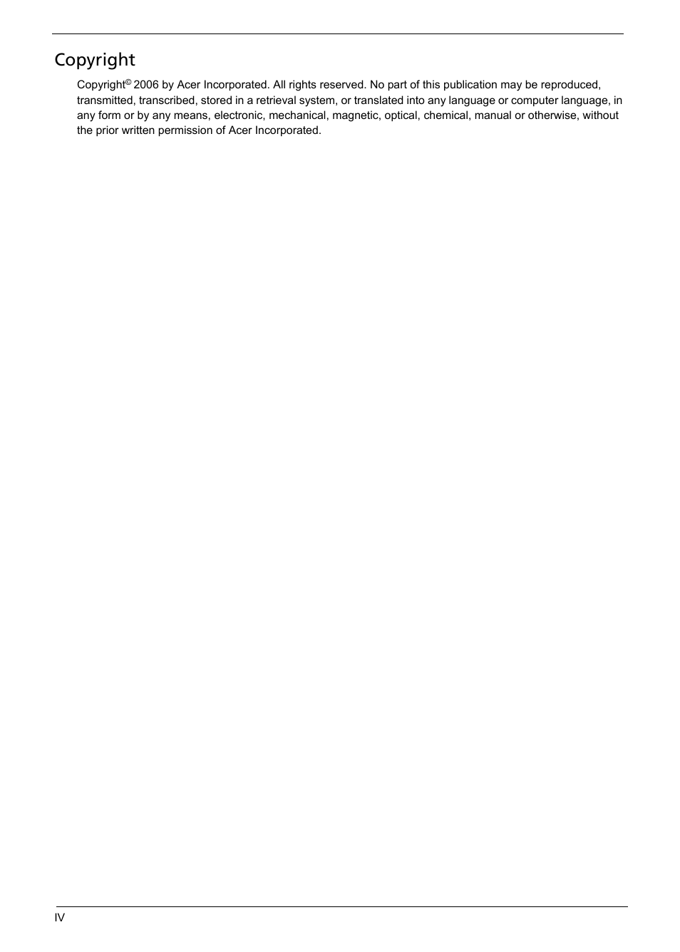 Copyright | Acer 5620 User Manual | Page 4 / 116