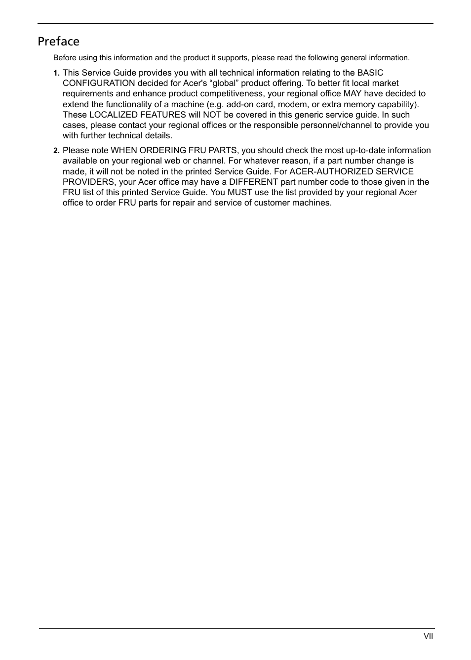 Preface | Acer 5620 User Manual | Page 7 / 116