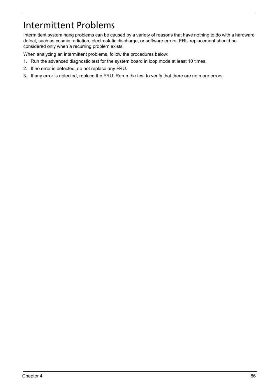 Intermittent problems | Acer 5620 User Manual | Page 96 / 116