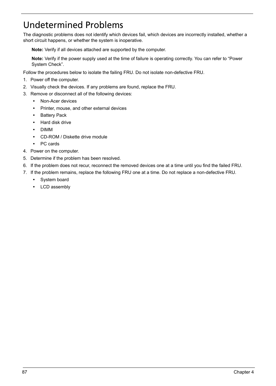Undetermined problems | Acer 5620 User Manual | Page 97 / 116