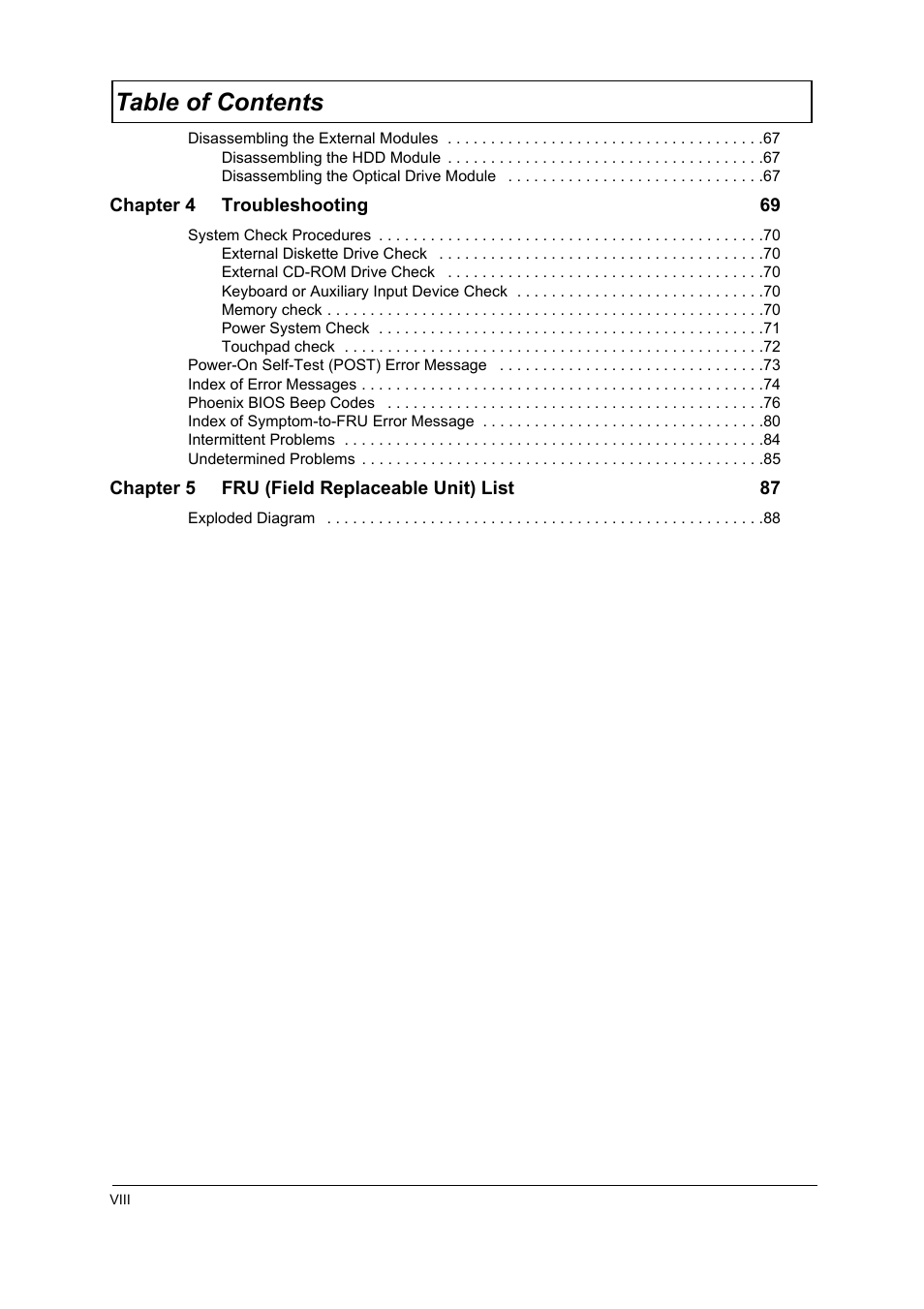 Acer 4010 User Manual | Page 8 / 107