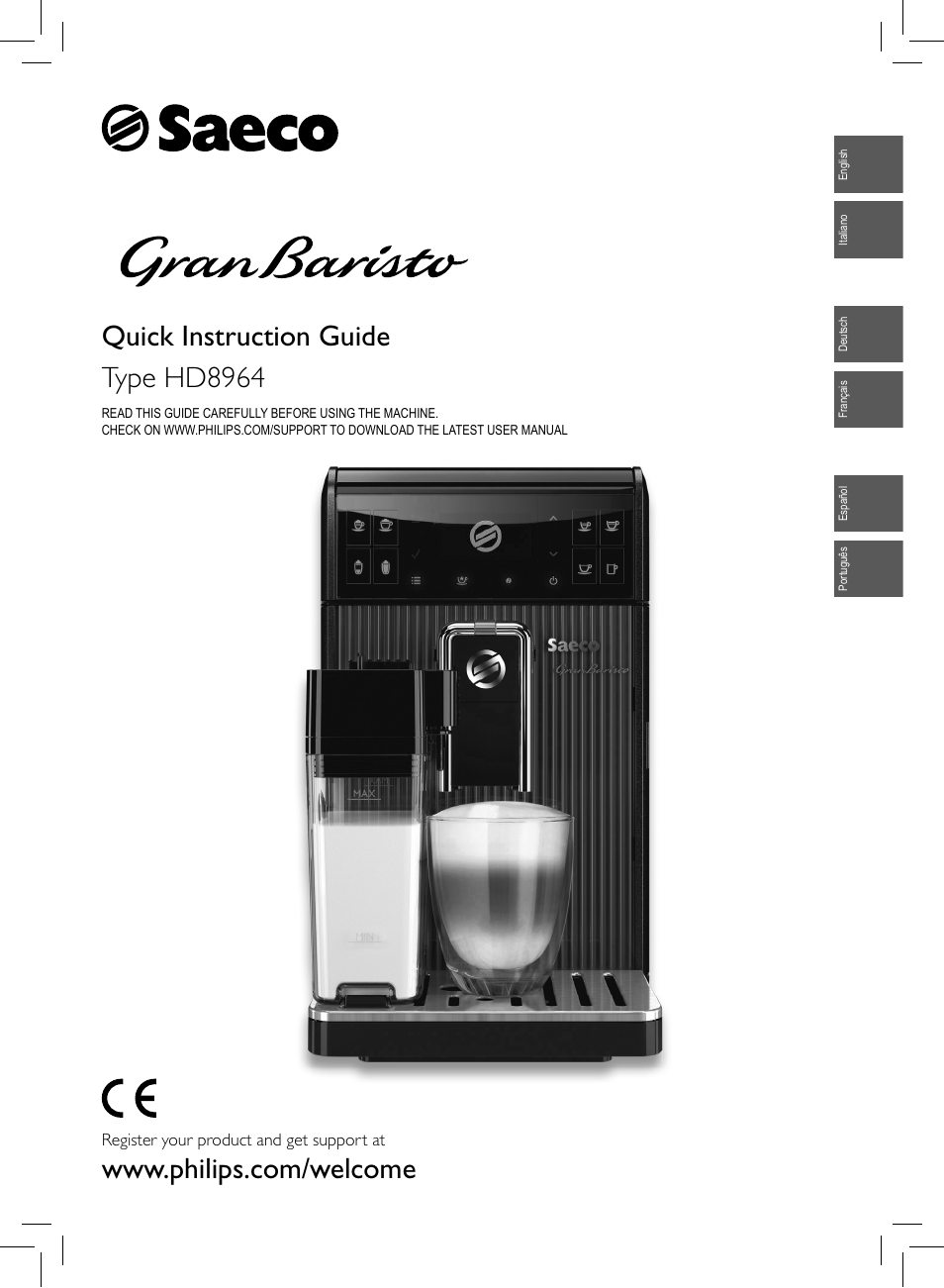 Philips Saeco GranBaristo Machine espresso Super Automatique User Manual | 72 pages