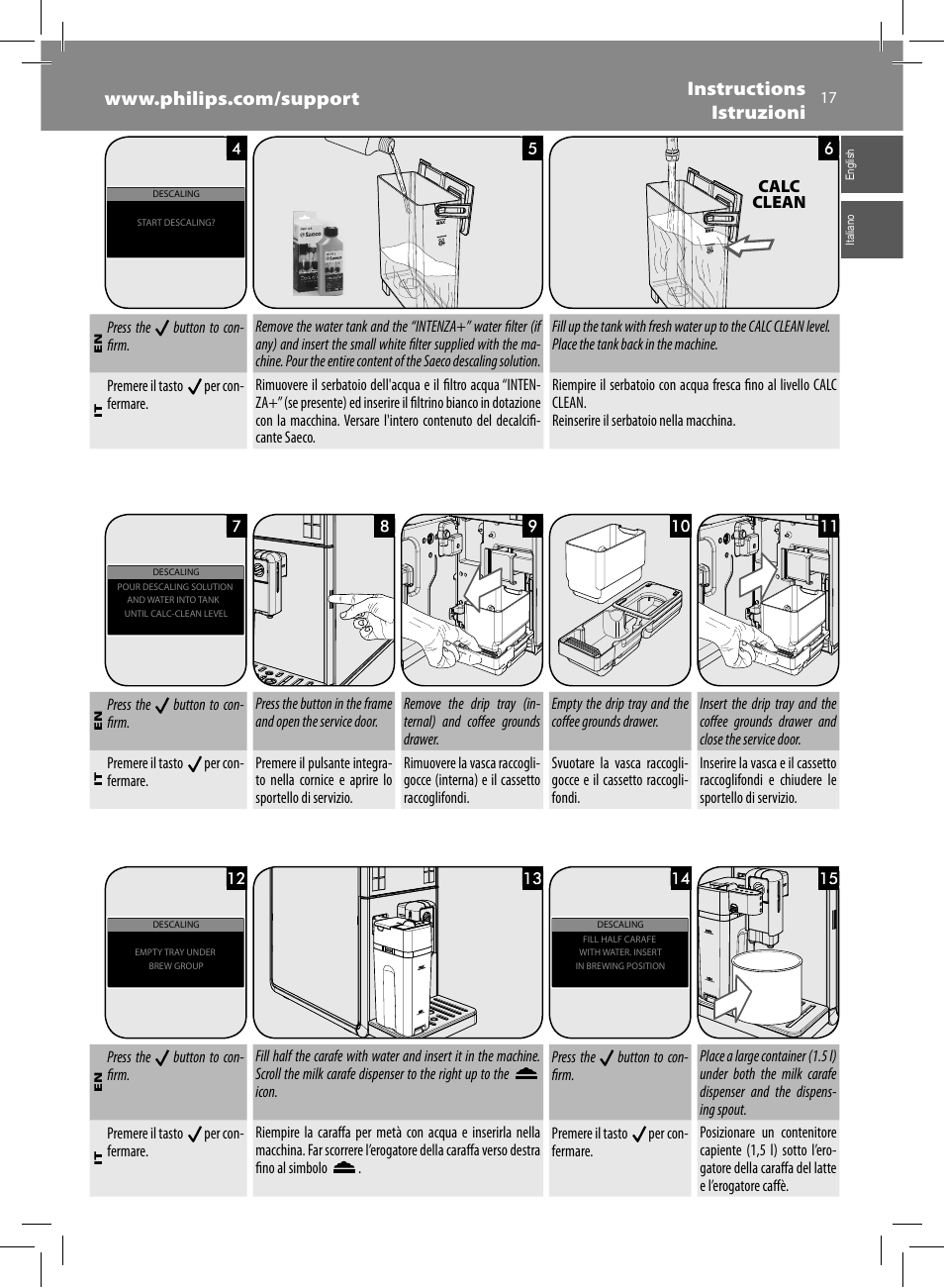 Calc clean | Philips Saeco GranBaristo Machine espresso Super Automatique User Manual | Page 17 / 72
