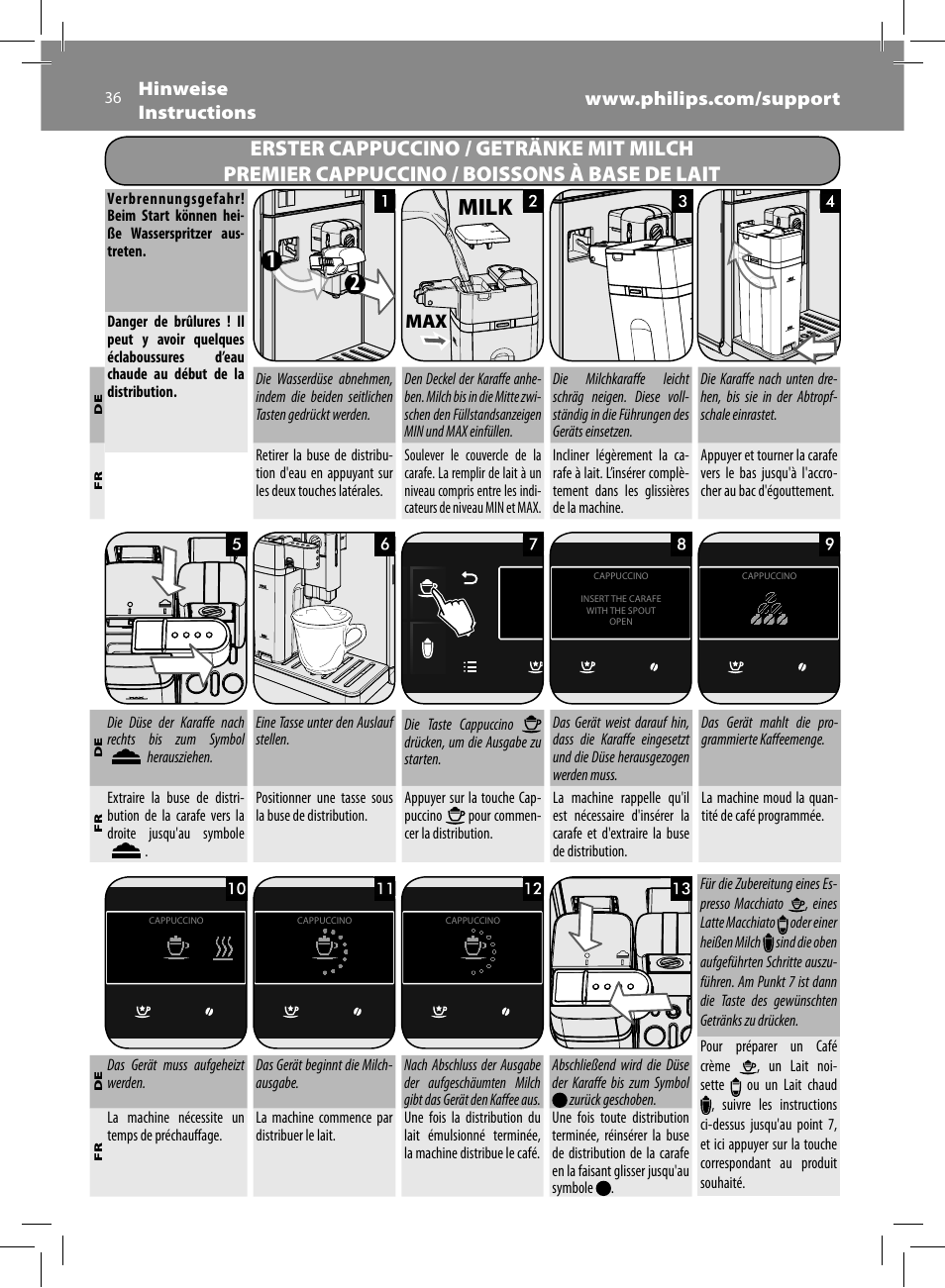 Milk | Philips Saeco GranBaristo Machine espresso Super Automatique User Manual | Page 36 / 72