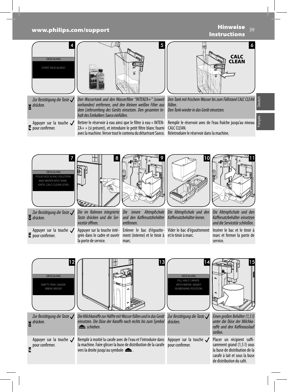 Calc clean | Philips Saeco GranBaristo Machine espresso Super Automatique User Manual | Page 39 / 72