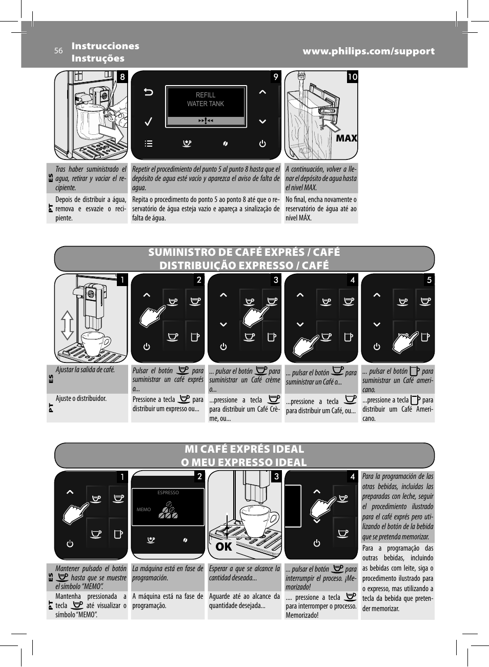 Mi café exprés ideal o meu expresso ideal | Philips Saeco GranBaristo Machine espresso Super Automatique User Manual | Page 56 / 72