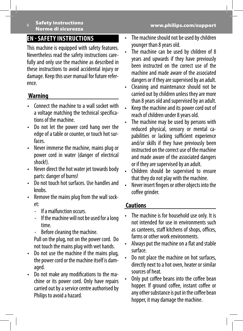 Philips Saeco GranBaristo Machine espresso Super Automatique User Manual | Page 6 / 72