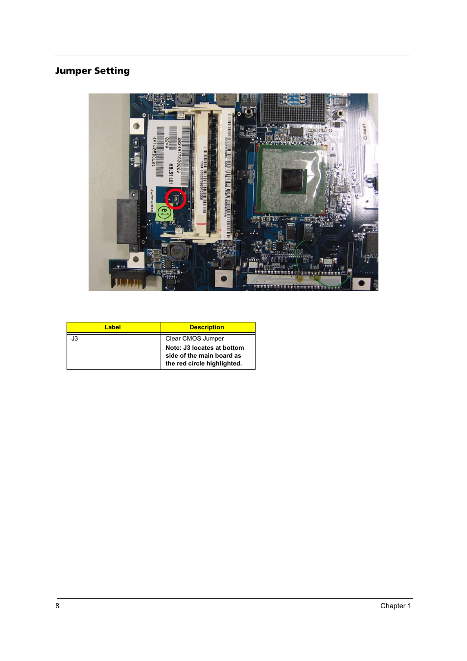 Jumper setting | Acer 4200 Series User Manual | Page 14 / 110