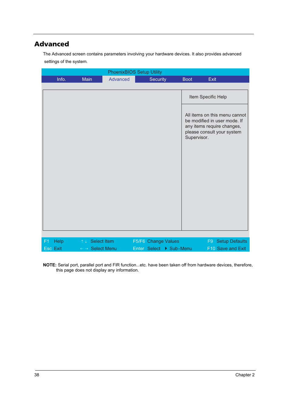 Advanced | Acer 4020 User Manual | Page 44 / 106