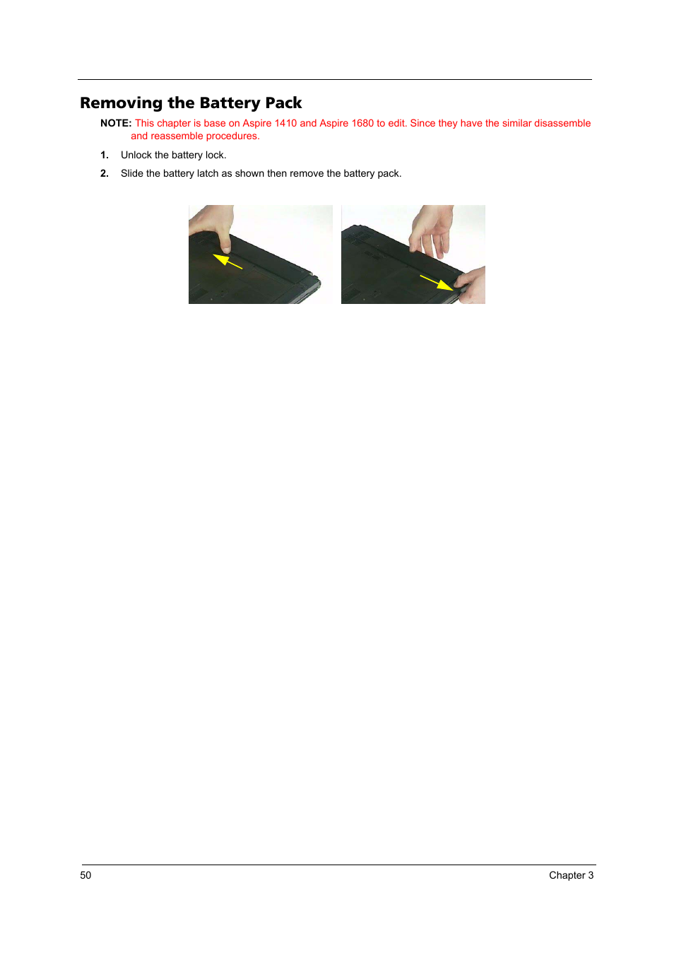 Removing the battery pack | Acer 4020 User Manual | Page 56 / 106