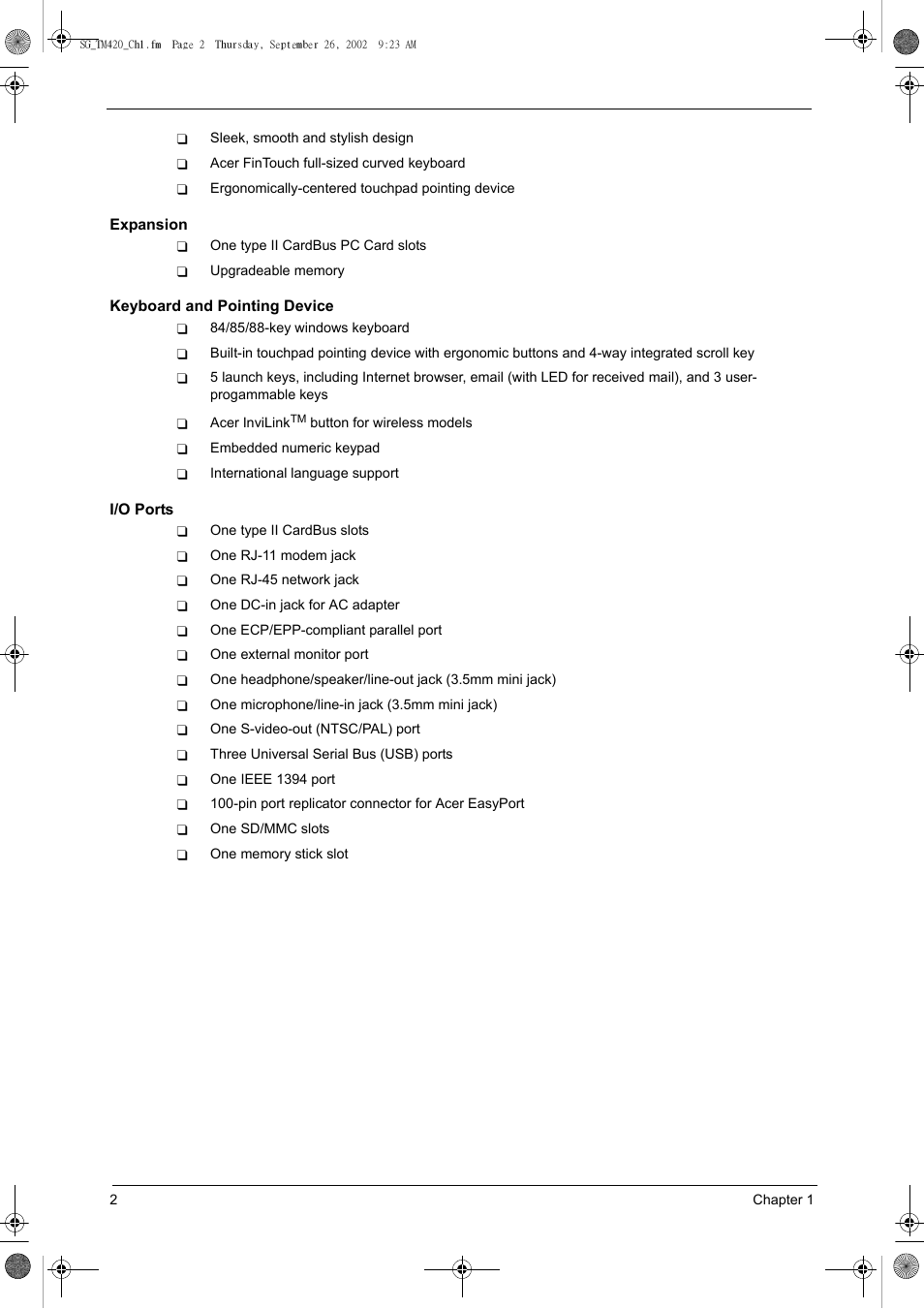 Acer 420 User Manual | Page 10 / 140